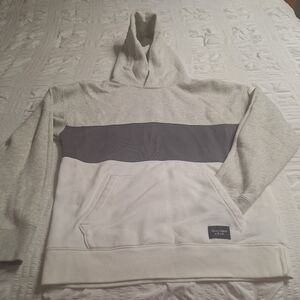 Abercrombie & Fitch Relaxed Dit Soft A&f Fleece Men's Gray and White Hoodie.